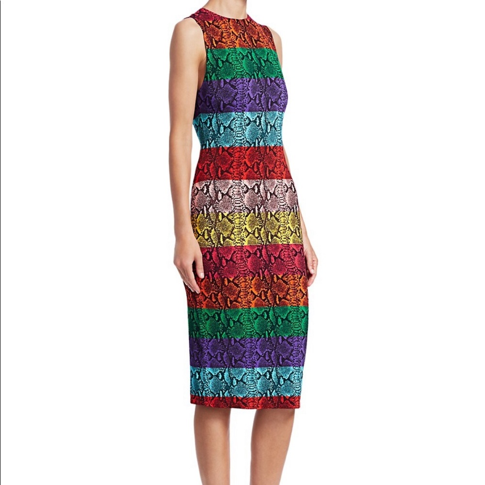 NWT Alice+Olivia Delora Snake Stripe Sheath Dress - Picture 4 of 7